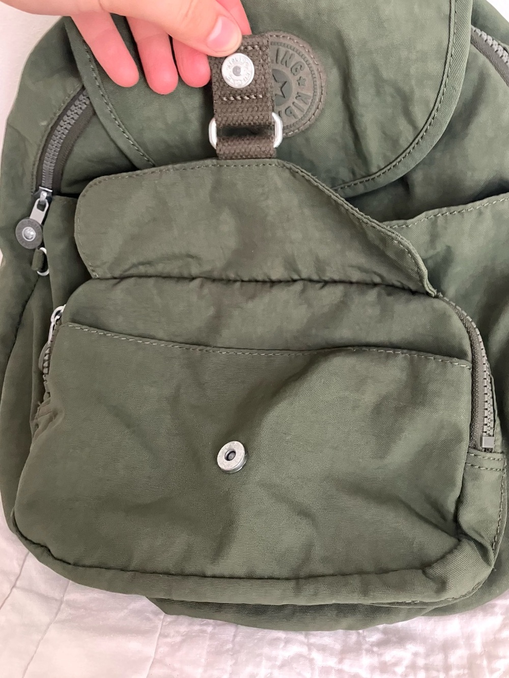 Kipling Olive Green Queenie Small Backpack Whimsical Y2k School Casual Boho 90s - Picture 3 of 16